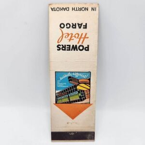 Vintage Matchbook Powers Hotel and Coffee Shop North Dakota